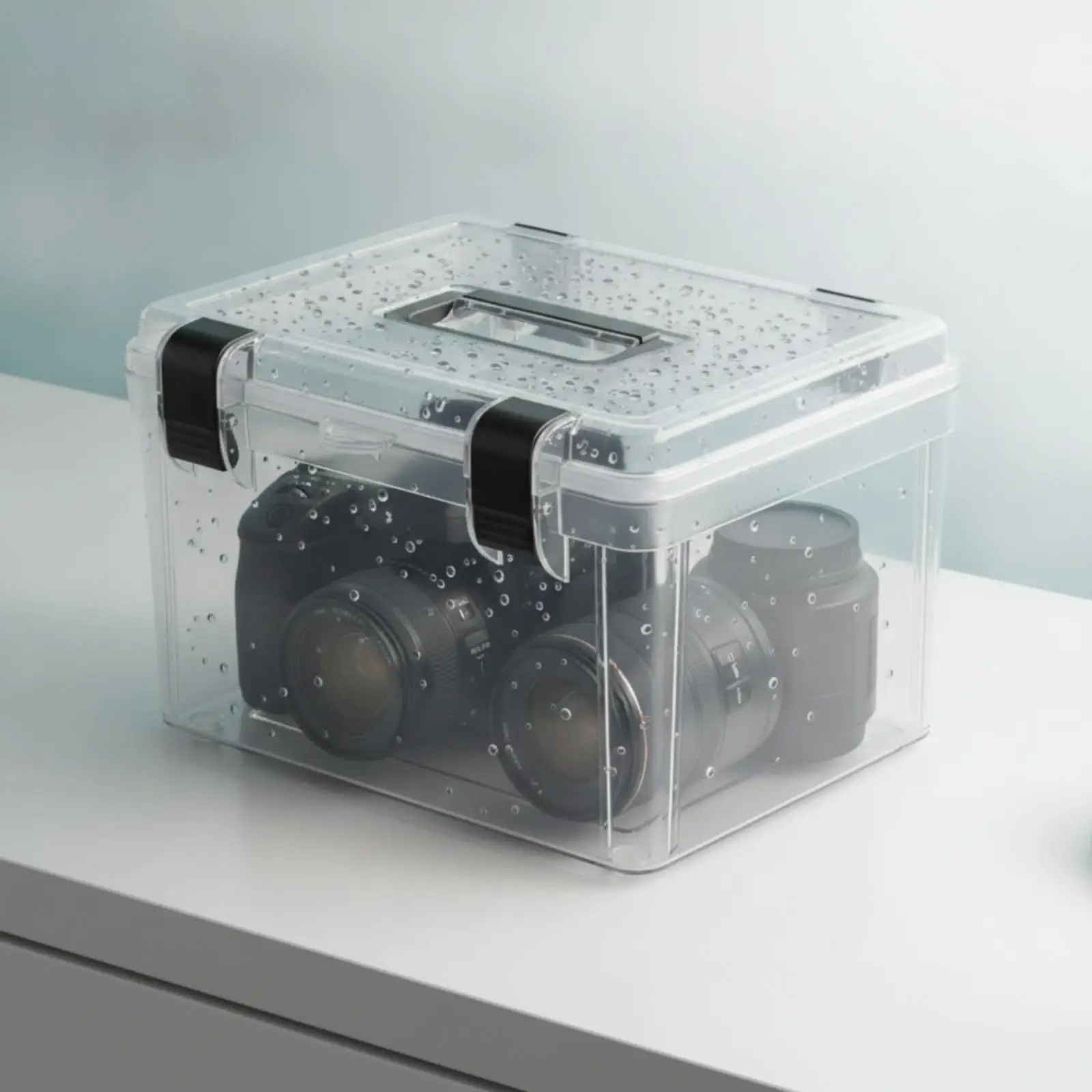 Clear Plastic Camera Storage Case with Lockable Lid ABS Container for Photography Equipment