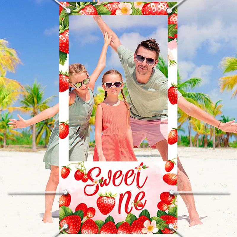 Strawberry Photo Booth Photo Frame Props Suitable For Birthday Party Photography Children\'s Birthday Party Decoration