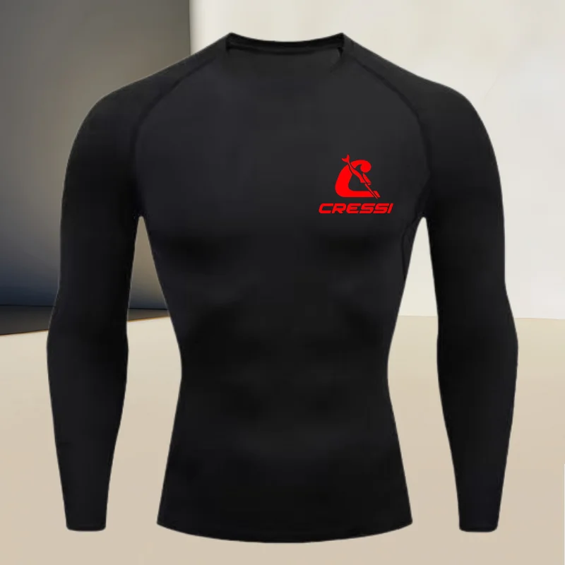 Men's round neck long sleeved, gym workout compression quick drying base shirt, made of high elasticity and breathable fabric view 4