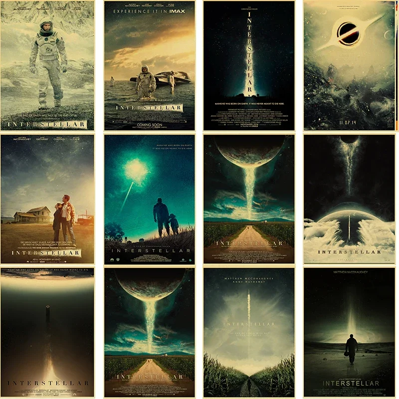 Science Fiction Film Interstellar Kraft Paper Print Painting Retro Poster Wall Sticker Painting Room Wall Decor Posters for Wall