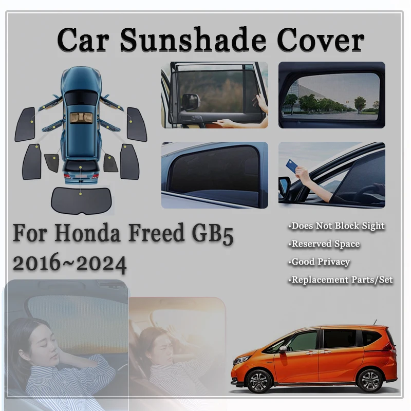

Автомобильный солнцезащитный козырек для Honda Freed GB5 2016 ~ 2024, магнитный солнцезащитный козырек с защитой от УФ-лучей, ветрозащитные стекла, занавески, автомобильные аксессуары