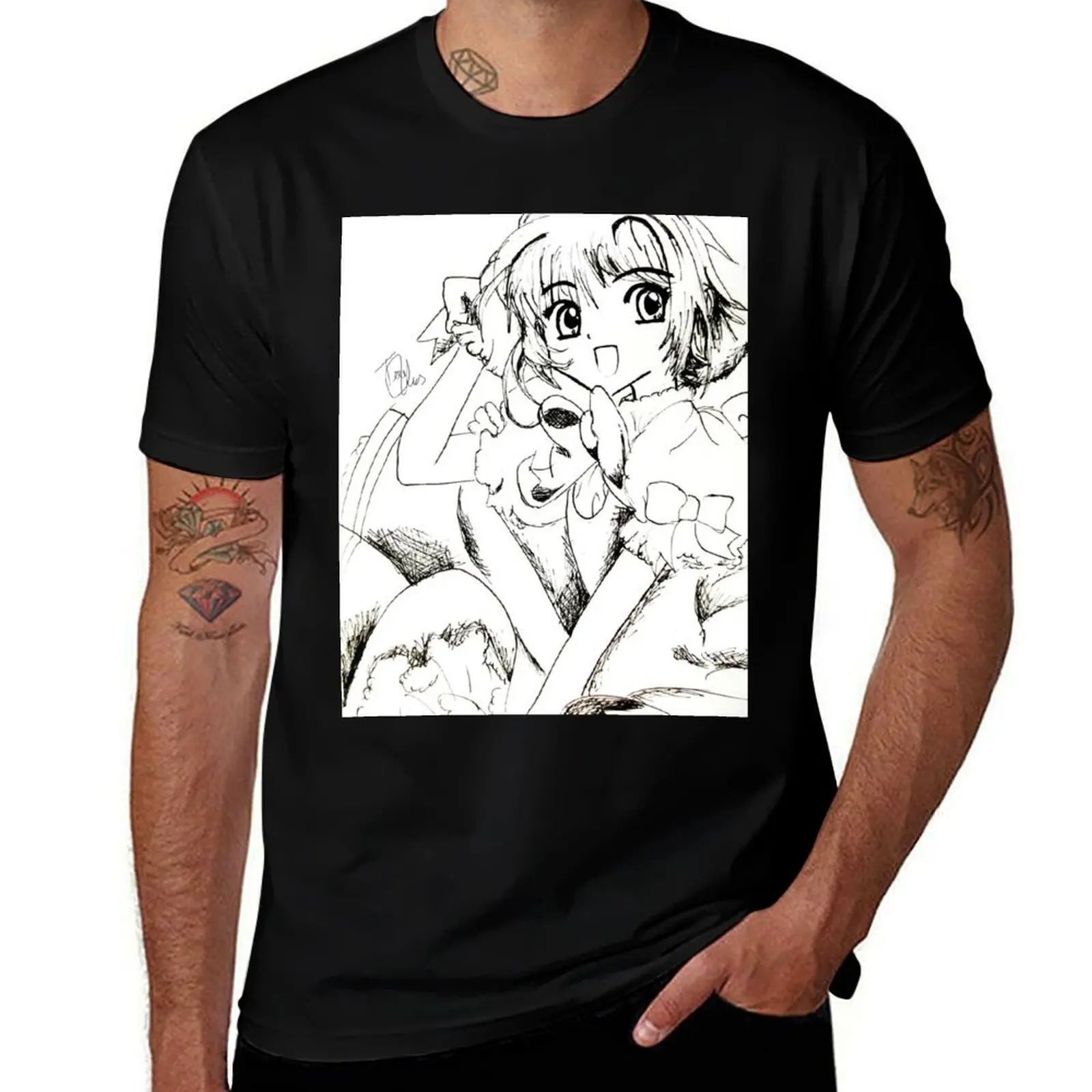 Cardcaptor Sakura Sketch T-Shirt Big and Tall Short Sleeve Tee T-Shirt