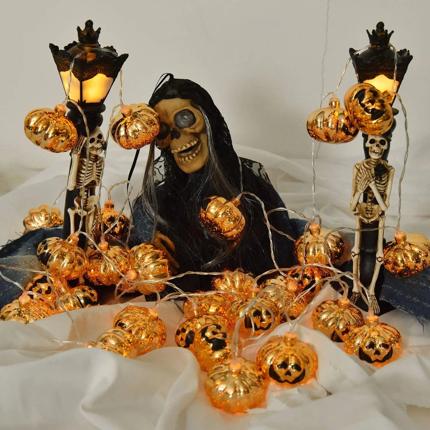 10/20/30led À Piles Halloween Lumières 3D Citrouille Décorations pour la Fête Décor De Jardin