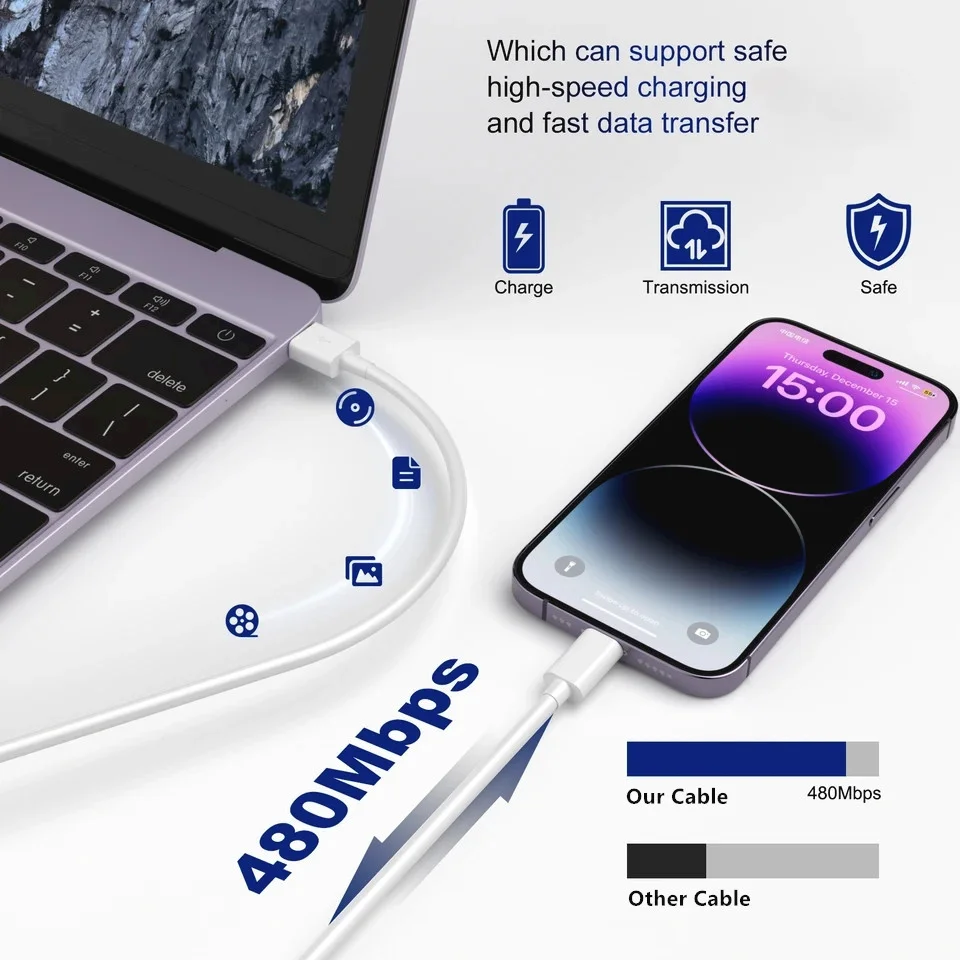 Kabel USB do szybkiego ładowania PD 30 W do iPhone 11 12 13 Pro XS Max 7 8 14 Plus X XR SE Szybkie ładowanie USB C Ładowarka Linia danych 1 m 2 m 3 m