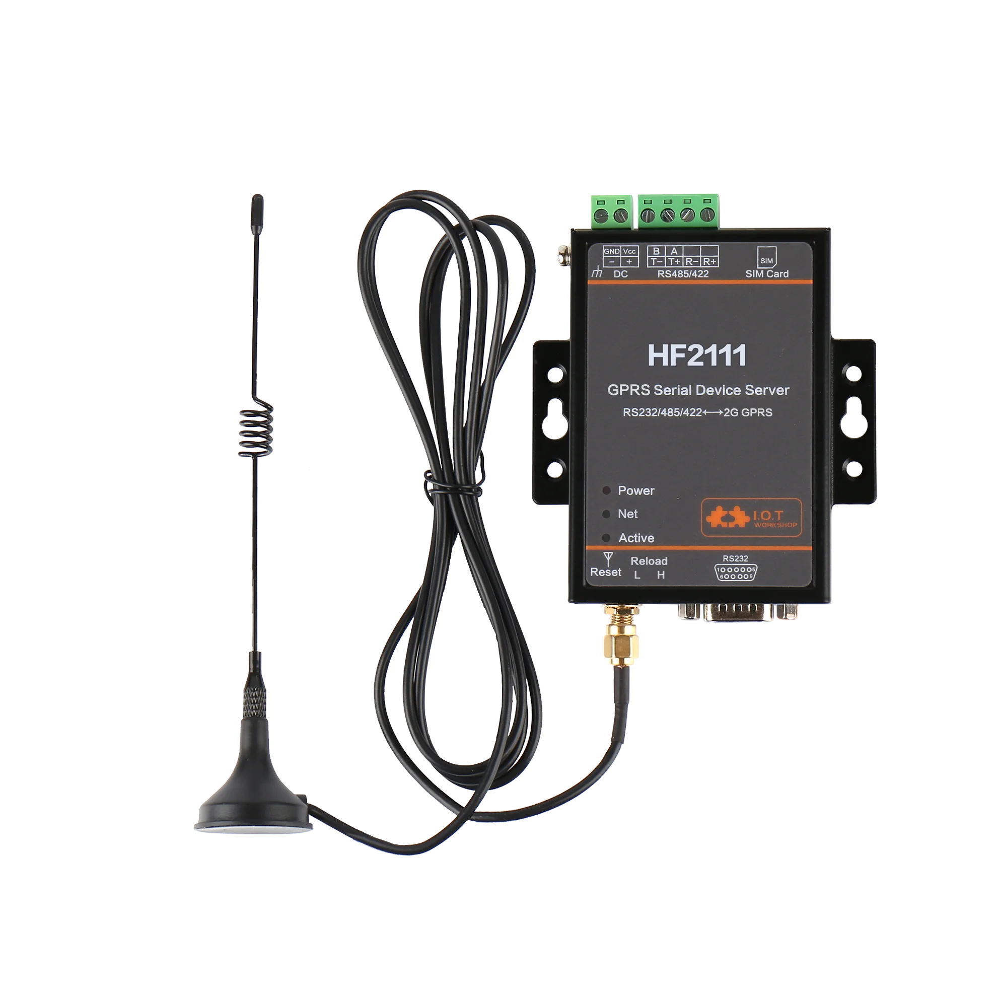 HF2111 GPRS Serial Device Server RS232 RS485 RS422 to 2G GPRS GSM Converter of DTU IOT Device 5-36V