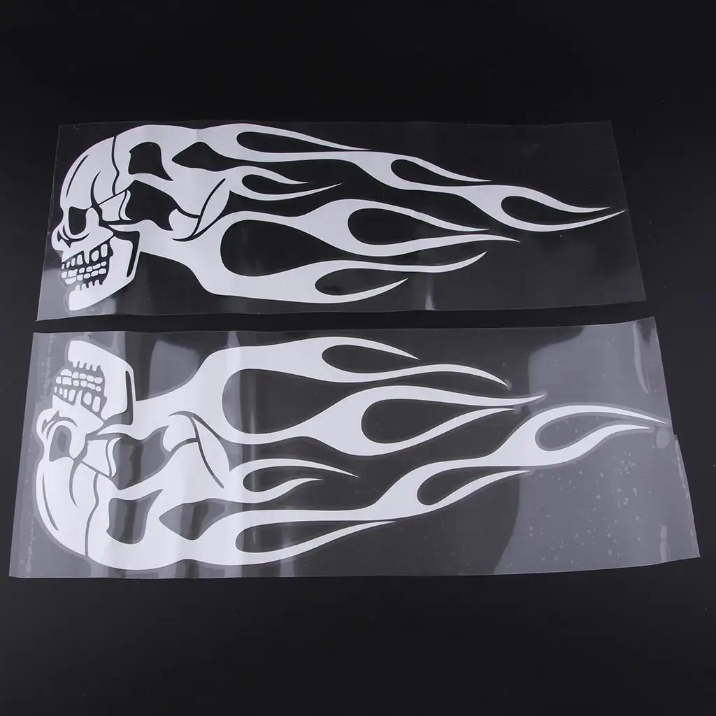 Picture 4: Flame Skull Badge Gas Tank Sticker Durable Vinyl Graphic for Real Motorcycle Modified Parts