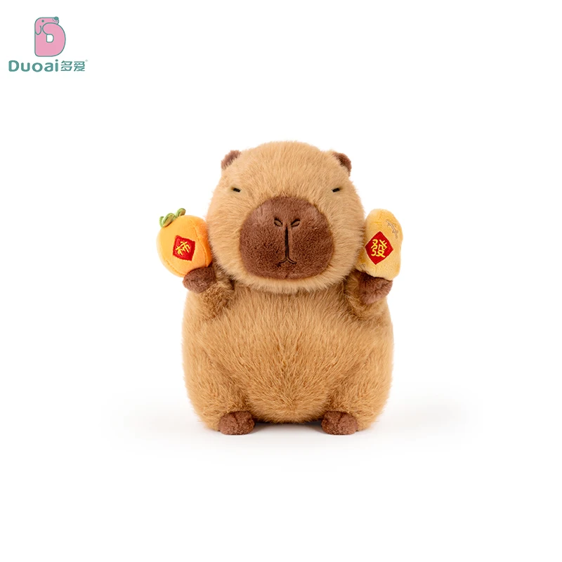 Cute Capybara Plush Toy Holding Tanghulu In Hand Wearing A Big Red Coat Capybara Doll New Year Lucky Capybara Kid Gift