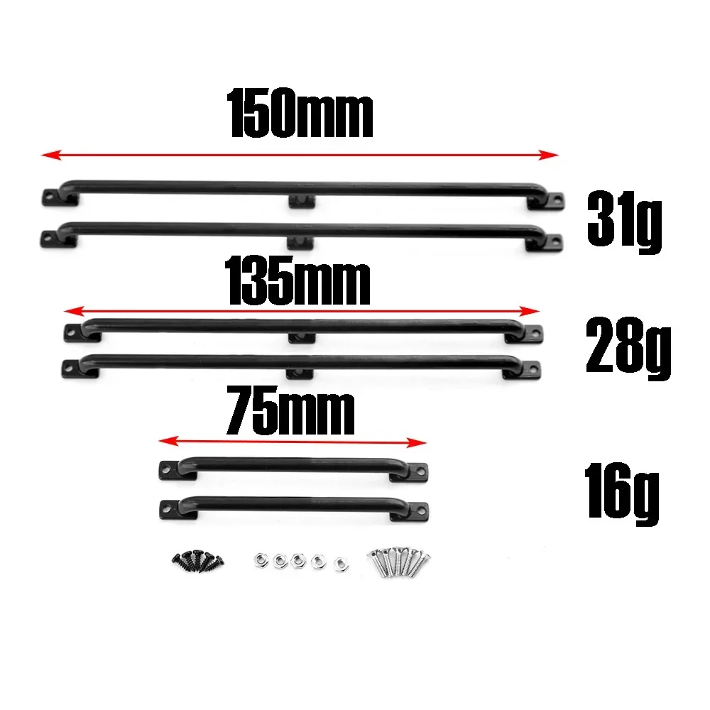 Metal Body Shell Handrail for 1/10 RC Crawler - 75/133/150mm 3 Sizes, Realistic Upgrade for TRX4, SCX10, D90