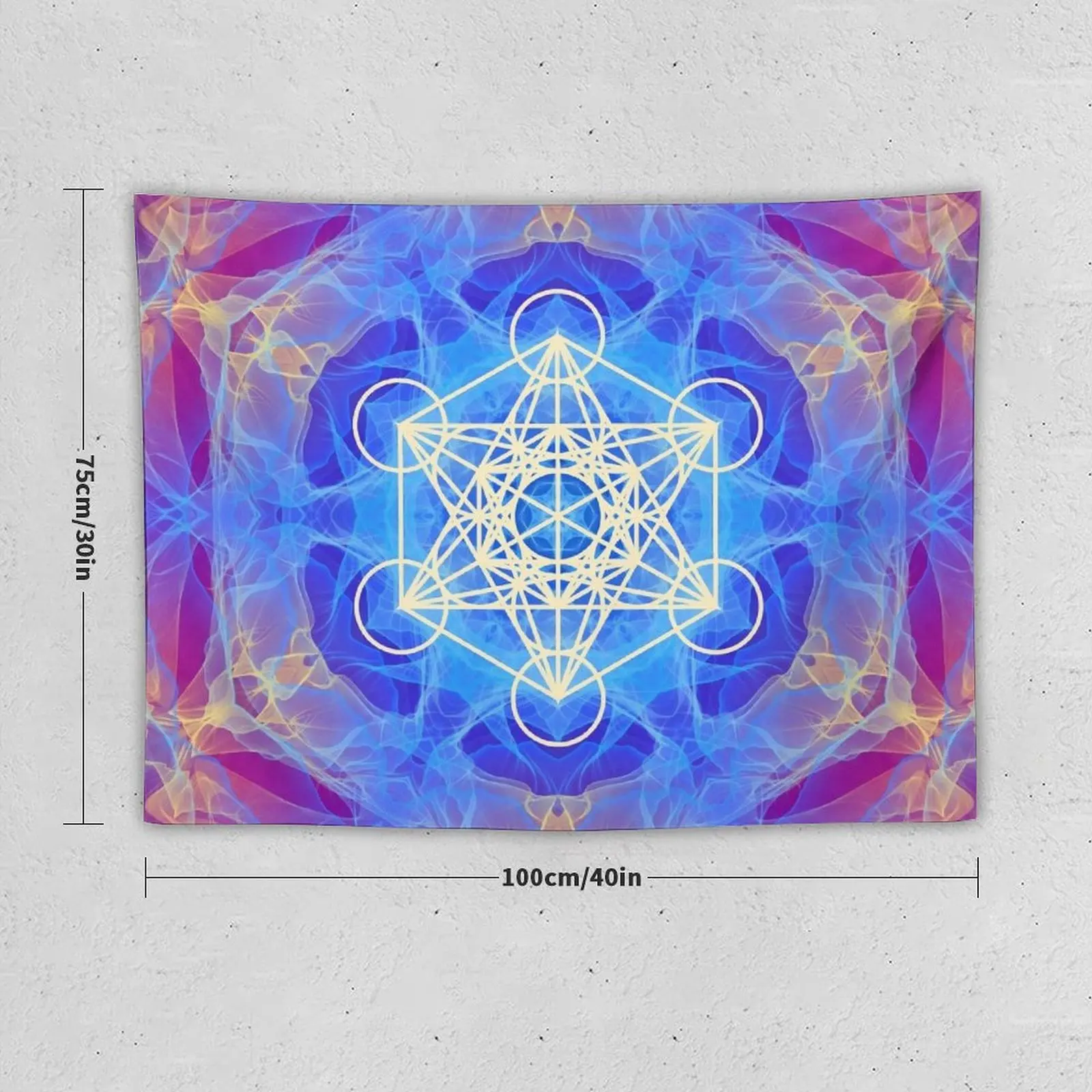 Blue Red Yellow Flame Metatron Cube Mandala Tapestry Home Decoration Accessories Room Design Tapestry