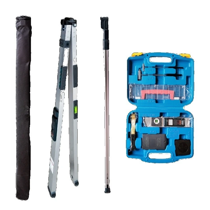 2M Foldable Aluminum Inspection Ruler, Pointer Type Level Kit, Construction Tool for Flatness & Vertical Measurement