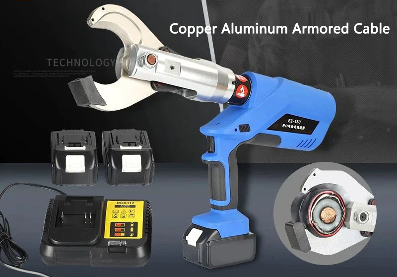 Cortador de cabo hidráulico recarregável EZ-65C elétrico portátil cobre alumínio cabo blindado alicate de corte tesoura 65mm