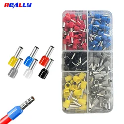 200PCS EV Tube Type Pre-insulated Terminal VE Europin Type Cold Pressed Copper Tube Terminal Combination Power Wire Terminal Kit