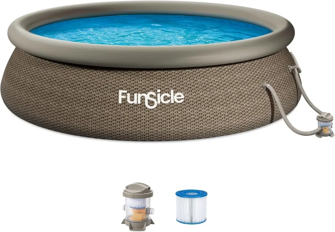 

Funsicle Quickset Designer 12'x36" Round Above Ground Swimming Pool,with FiltraBoost 800 GPH Filter Pump,Type D Filter Cartridge