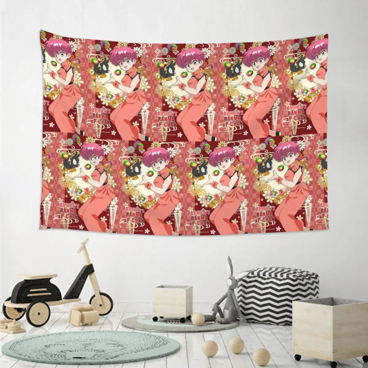 Ranma  Saotome Pig Girls Tapestry Art Wall Hanging Aesthetic Home Decoration Tapestries for Living Room Bedroom Dorm Room