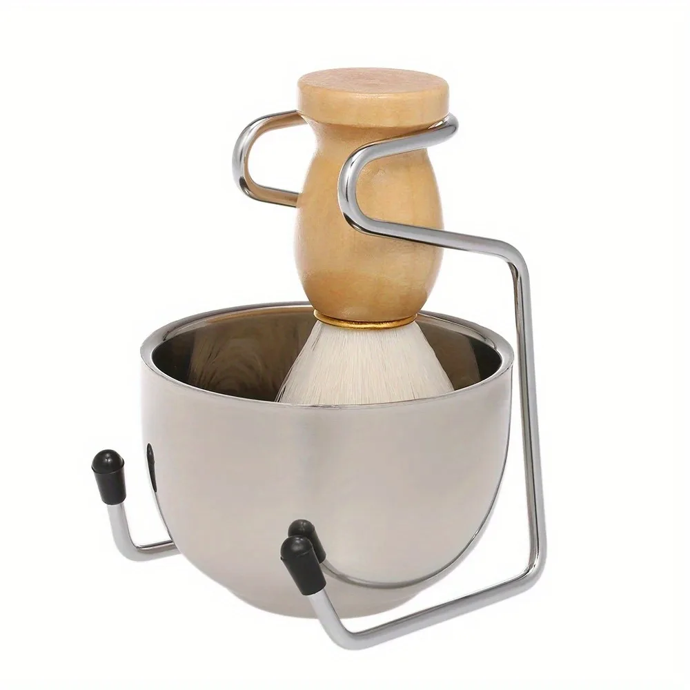 サポートベース付きの男性用シェービングセット,顔の毛を洗うためのシェービングキット,あごひげとブラシ,石鹸ボウル