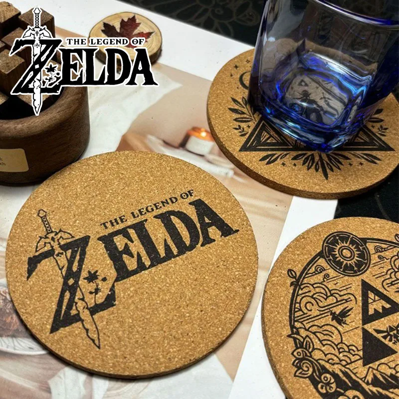 

Zelda Coaster Cartoon Anime Round Wooden Mat Coffee Cup Tea Cup Drink Holder Non-slip Cork Coaster DIY Desktop Decorative Gifts
