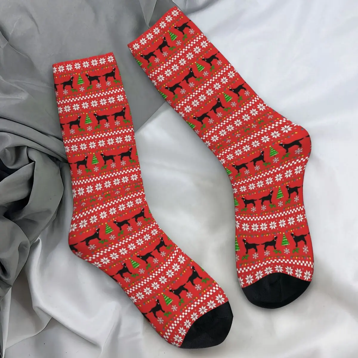 Black Labrador Happy Christmas Sweater Socks Stockings Adults Men Socks Warm Soft Socks Autumn Skateboard Non-Slip Socks