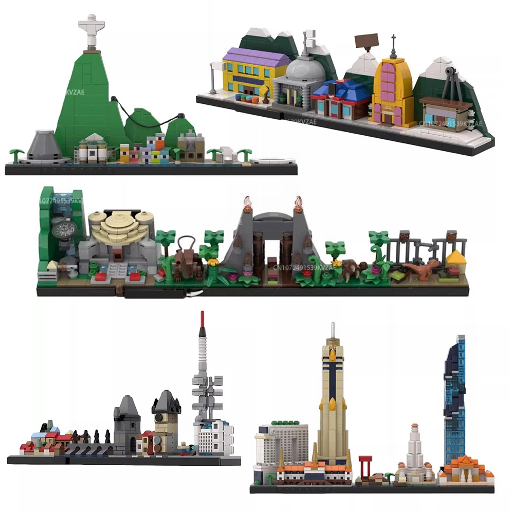 

Набор строительных блоков MOC «Южный Парк: Бангкок, Прага, Скайлайн» — классическая архитектурная сцена из фильма о динозаврах, конструктор, игрушки, подарок на Рождество