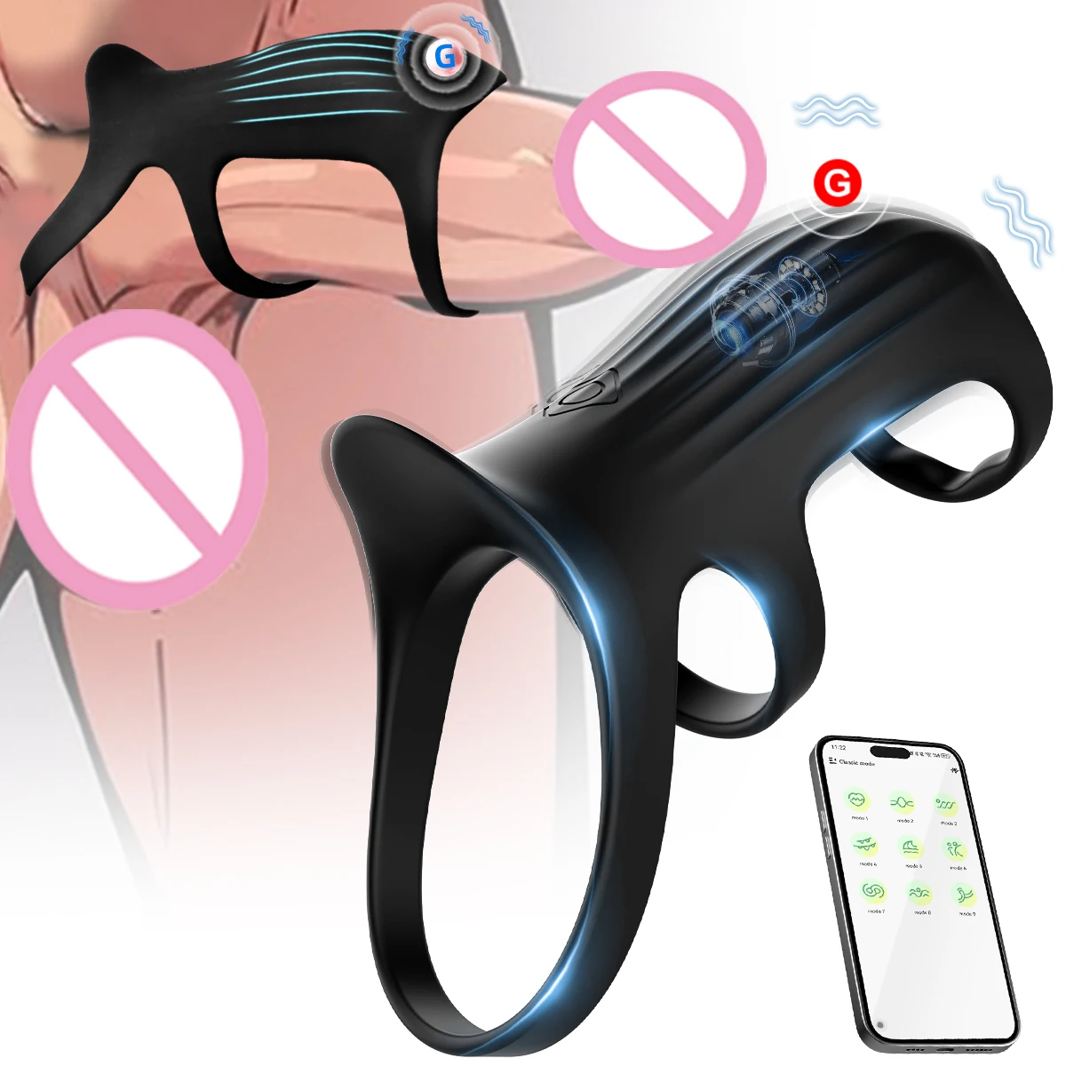 APP بلوتوث تهتز خاتم الديك القضيب الدائري هزاز تأخير القذف الجنس لعب للرجال زوجين Penisring كوكرينج ديك كم #1