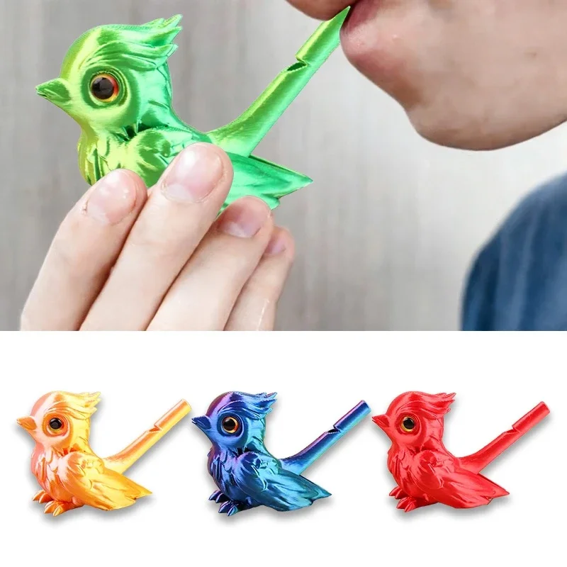 4pcs Creative 3D Printed Whistle Sound Bird Figurine Simulation Novelty Desk Decoration Gradient Color Miniatures Crafts