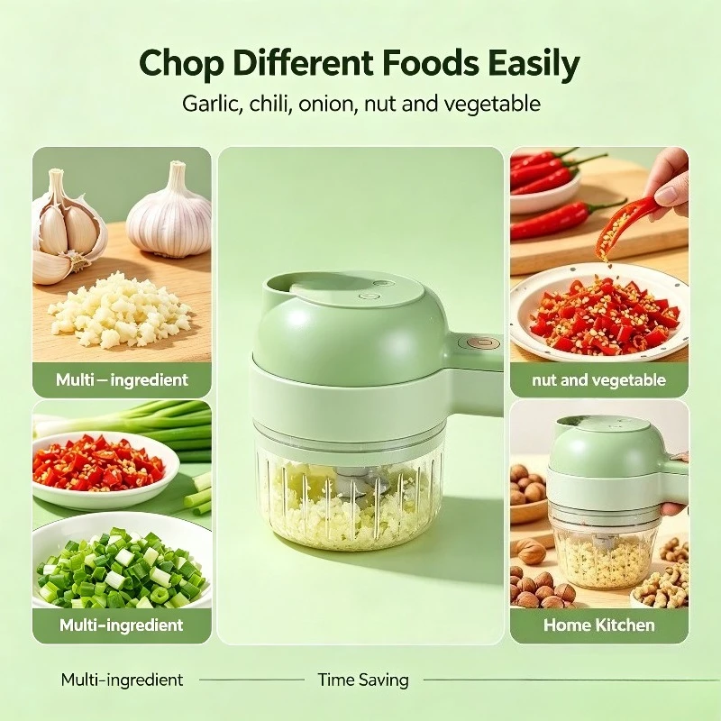 Vegetable Slicer Household Multifunctional Food Processor New Wireless Electric Slicer for Making Garlic Paste and Minced Meat