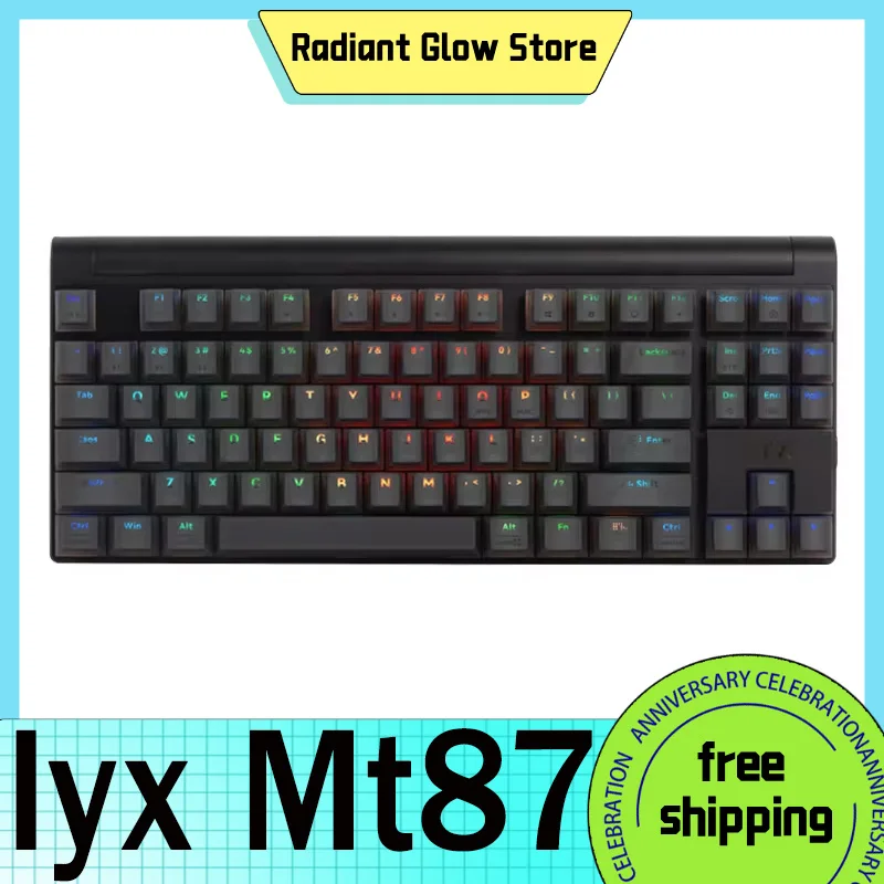 

Iyx Mt87 Mechanical Keyboard Wireless Three Mode Aluminum Rgb E-Sport Gaming Hot-Swap Ergonomics Accessories For Office Gamers