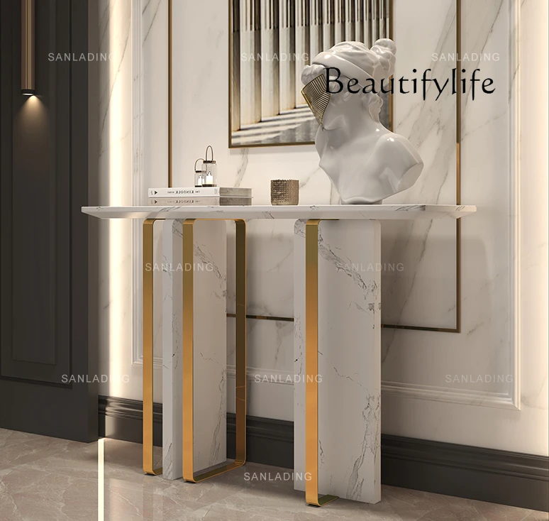 Light Luxury Console Entrance Foyer Entrance Cabinet High-End Console Tables Living Room Side View against the Wall