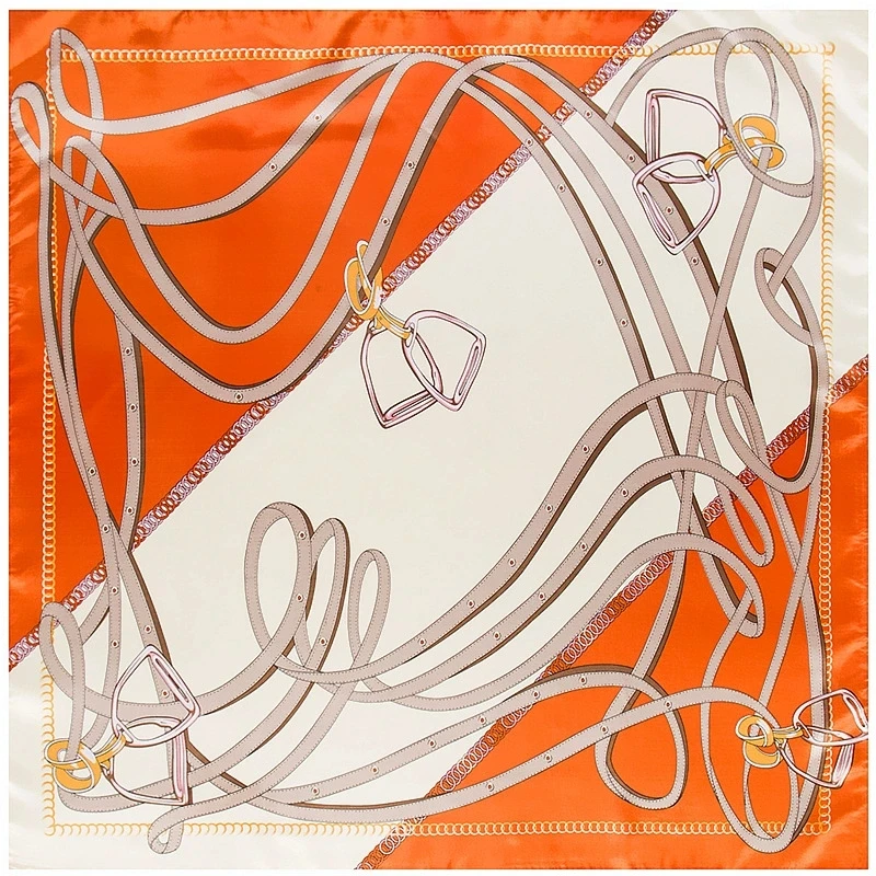 90*90cm Luxury Women Imitation Silk Chain Scarfs Female European Style Square Scarves Spring Summer Shawls For Ladies