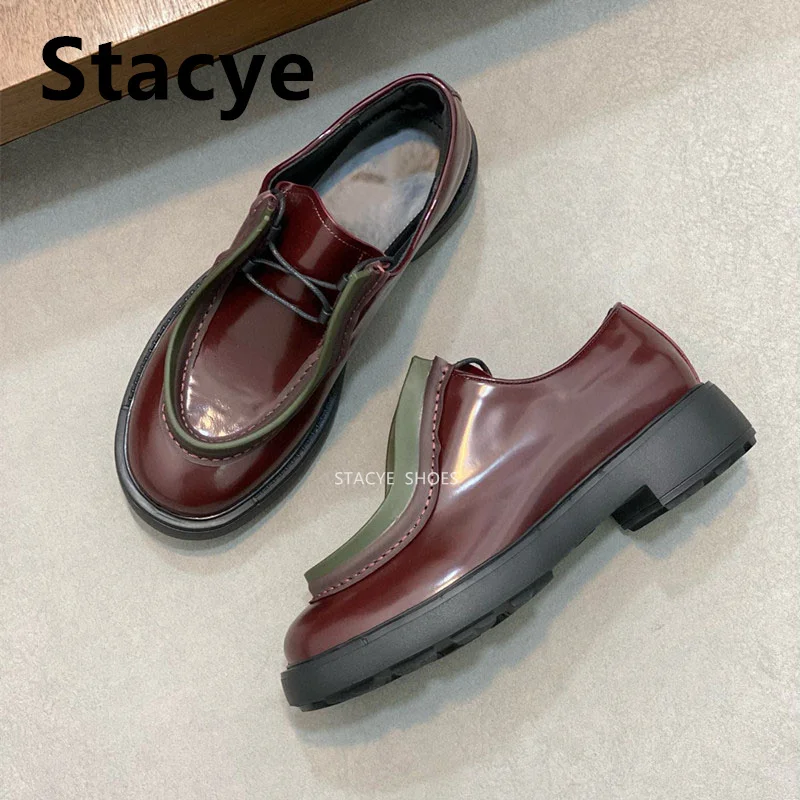 2024New Brand Designed Natural Leather Black Platform Lace-up Women's Loafers 2024 New Quality Fashion Office Men's Casual Shoes