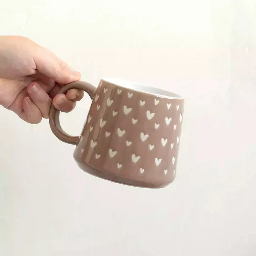 Creative Heart Relief Ceramic Mugs 440ml Porcelain High Grade Homehold Drinkware Milk Coffee Hot Chocolate Juice Mug Cups