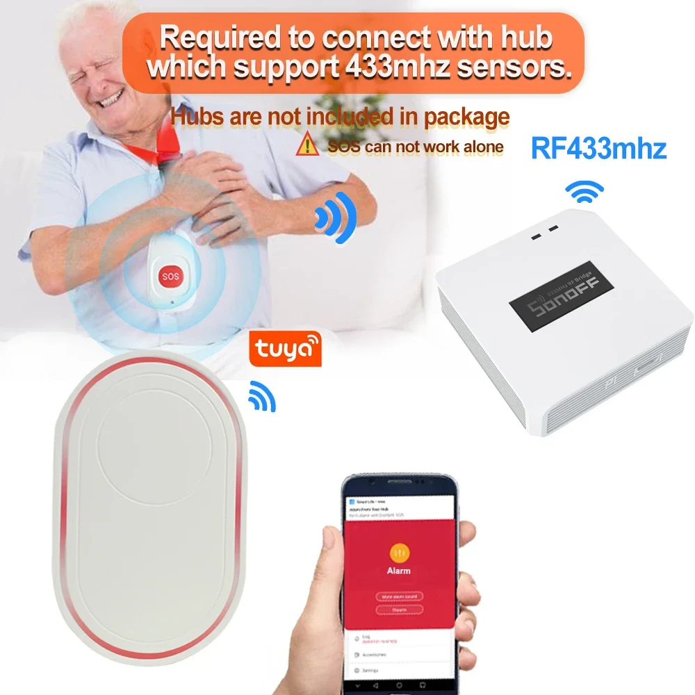 Topvico SOS زر الذعر RF 433mhz زر الطوارئ المسنين إنذار المفاتيح تحكم كبار السن GSM WIFI نظام إنذار المنزل