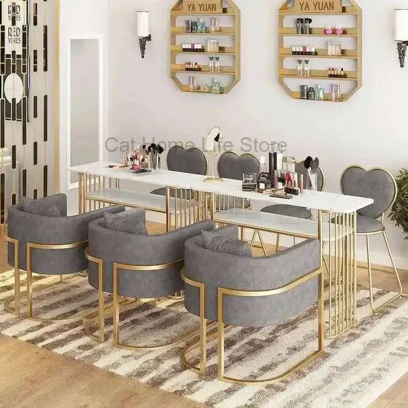 

Designer Luxury Professional White Table Aesthetic Nail Manicure Table Office Makeup Sillas Para Manicuristas Salon Furniture