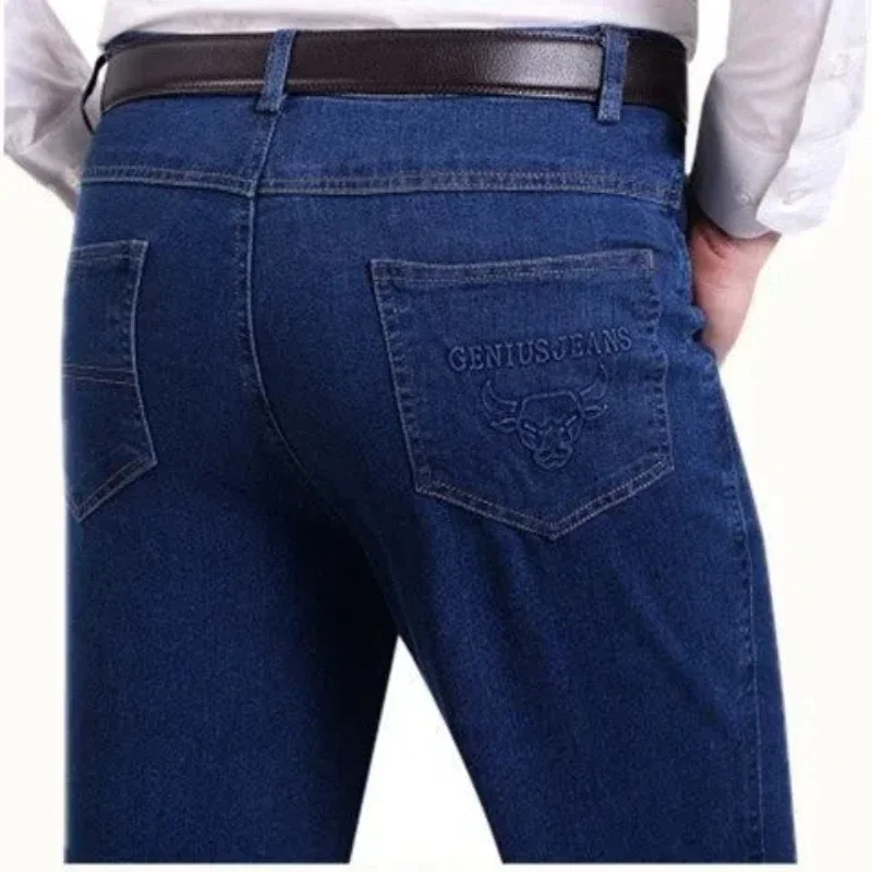 Moda inverno lavado angustiado jeans roupas mais velo engrossar solto em linha reta cintura alta baggy elástico calças casuais jj683