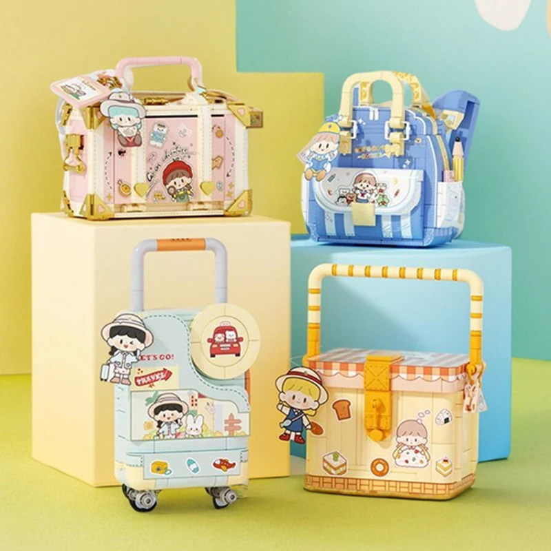 Cartoon Handbag Building Blocks Animation Peripheral Collection DIY Assembly Model Children's Toys Kawaii Birthday Gift