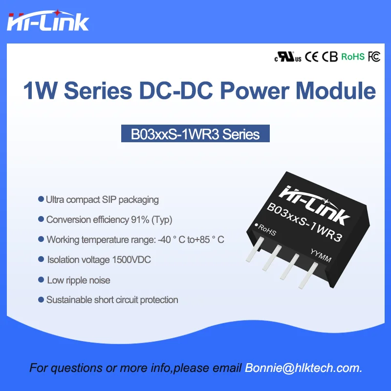 하이링크 B0303S-1WR3 B0305S-1WR3 B0312S-1WR3 1W 3.3V에서 3.3V/5V/9V/12V/15V/24V DC DC 전원 공급 모듈