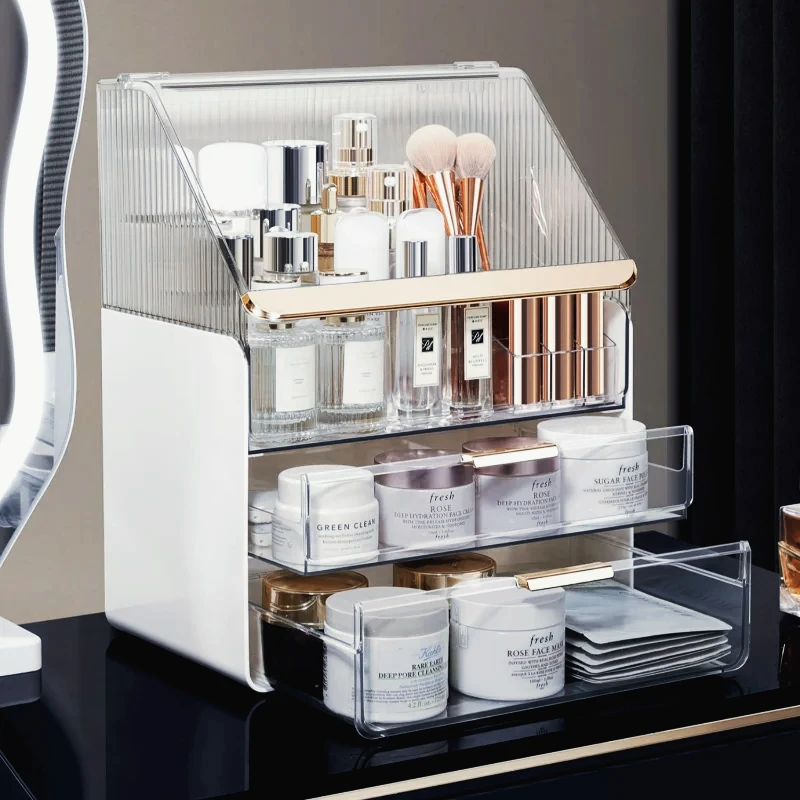 

Clear Makeup Organizer PET Dustproof Storage Box Bathroom Organizer Lipstick Acrylic Storage Box Transparent Makeup Holder