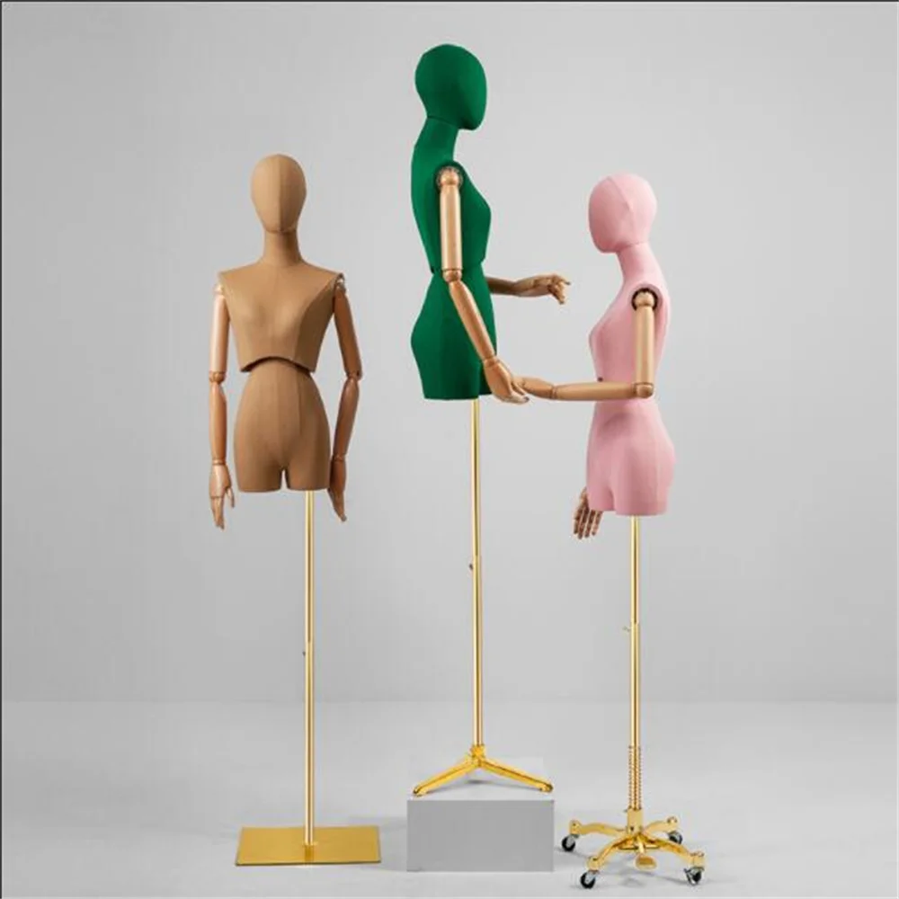 Full Sewing Mannequins for Women,Female Head Cloth, Wood Arm Pulley Base, Wedding Twist Split, Adjustable Rack Display,E146H