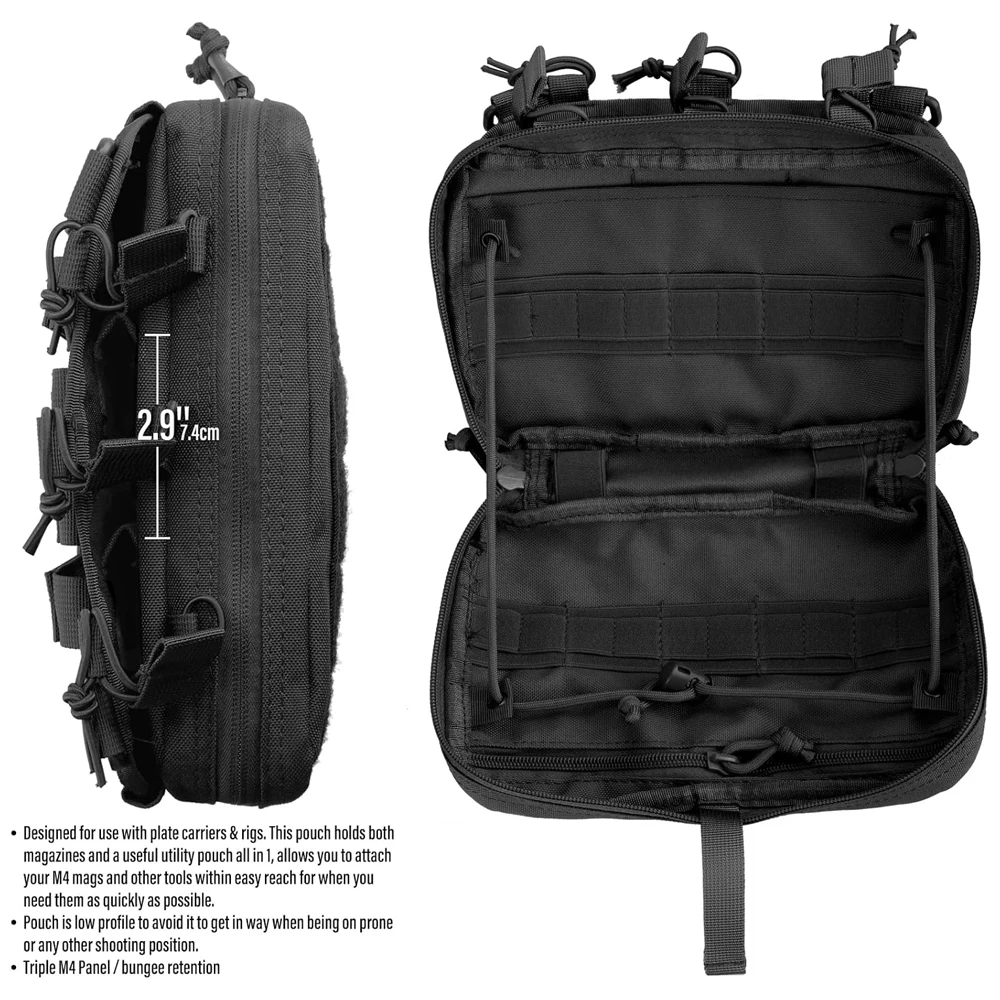 Triple Magazine Pouch Molle Admin Bag EDC Medical Bag Organizer 5.56 .223 Mag Pouch Hunting Rifle Magazine Bag Pistol Mag Holder view 4