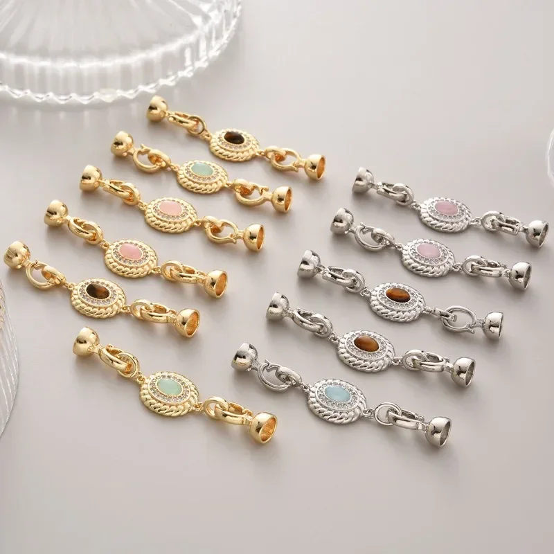 DIY Jewellery Making Connector 18K Gold Plated Natural Stone Vintage Clasp Handmade Necklace Bracelet Needlework Accessories1Pcs