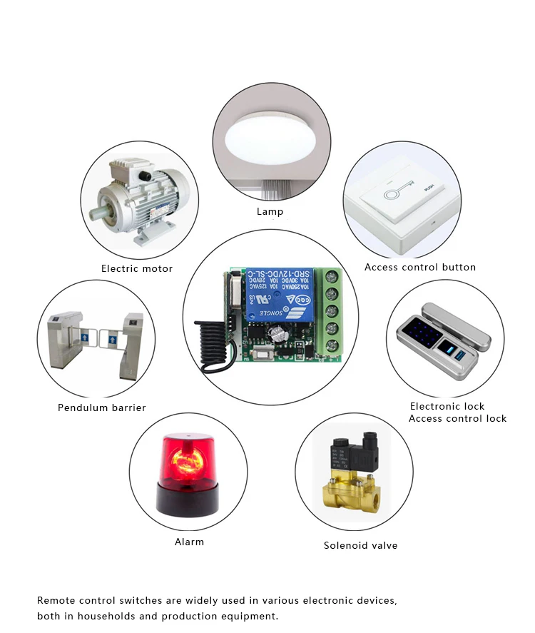 Remote Control Switch Set For Single Channel 12V 10A Intelligent Home Access Control, Led Lighting, Momentary