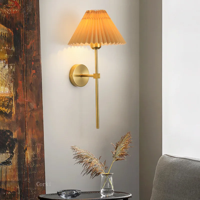 Imagem -05 - Nordic Rural Wall Lamp Cloth Lampshade Luz de Parede para Quarto Corredor Escadas Hotel Candeeiro de Parede Simples Retro