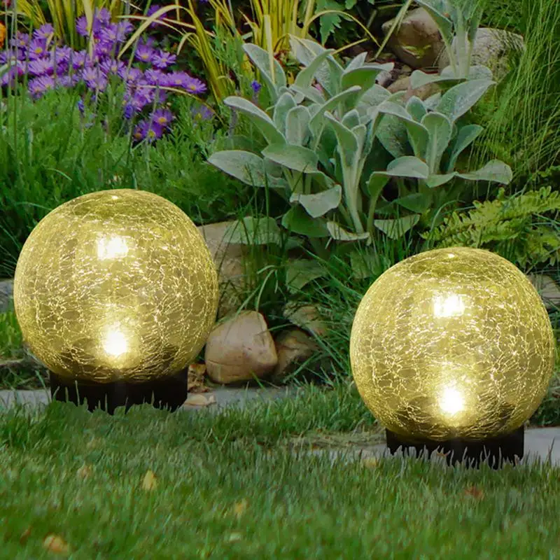 

Solar Garden Light LED Cracked Glass Ball Buried Light Outdoor Waterproof Lawn Lamp For Home Yard Pathway Christmas Decoration