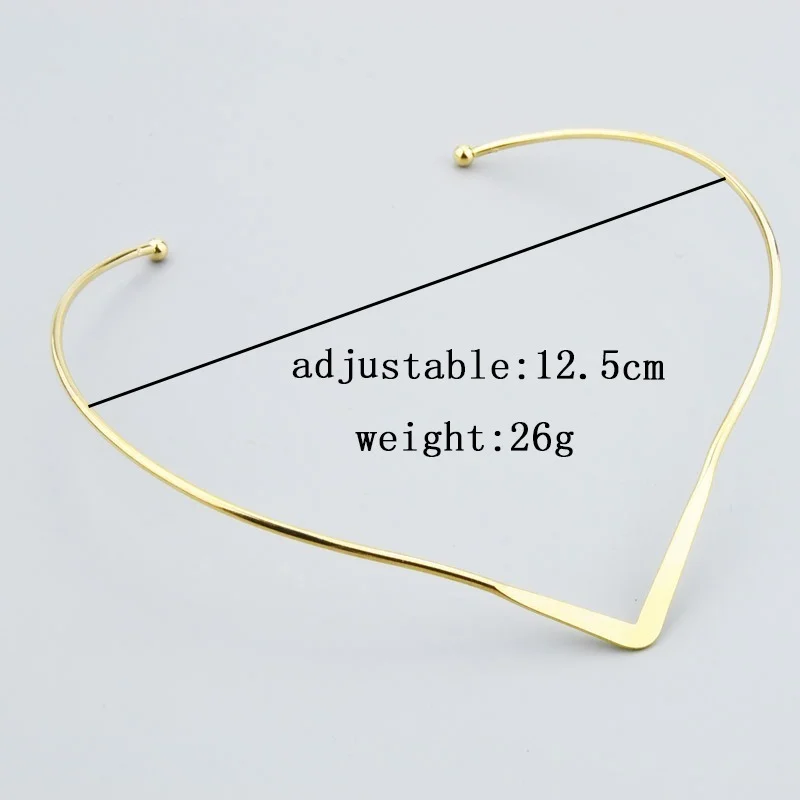 New Fashion Jewelry Simple V Design Torques Choker Necklace for Women Girl