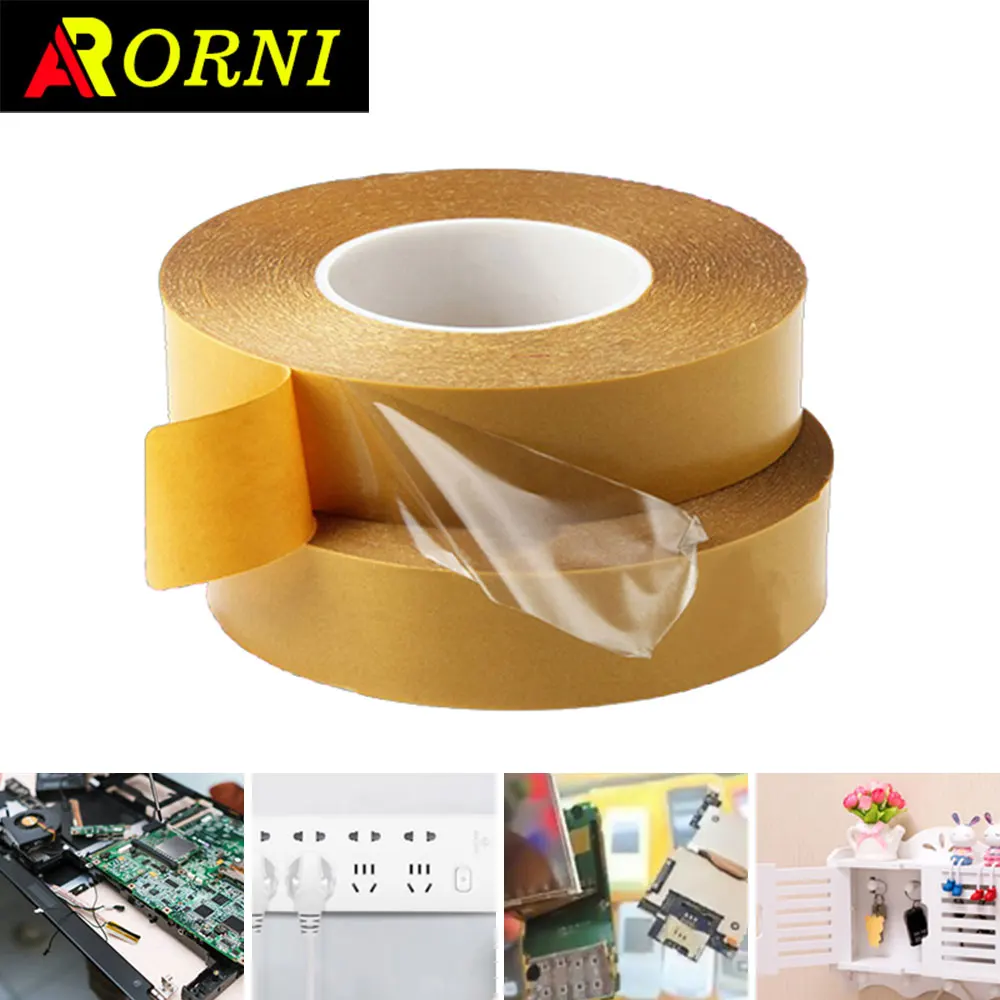 50M High Temperature Resistance PET Double Sided Tape No Trace Transparent Heat Resistant Strong Double-Sided Adhesive Tape 1PCS