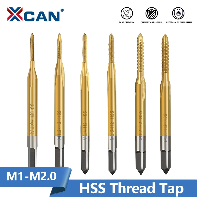 

XCAN Screw Tap Drill Titanium Coated Machine Plug Tap M1-M1.8 Hand Tools HSS Screw Thread Metric Tap Drill Bits