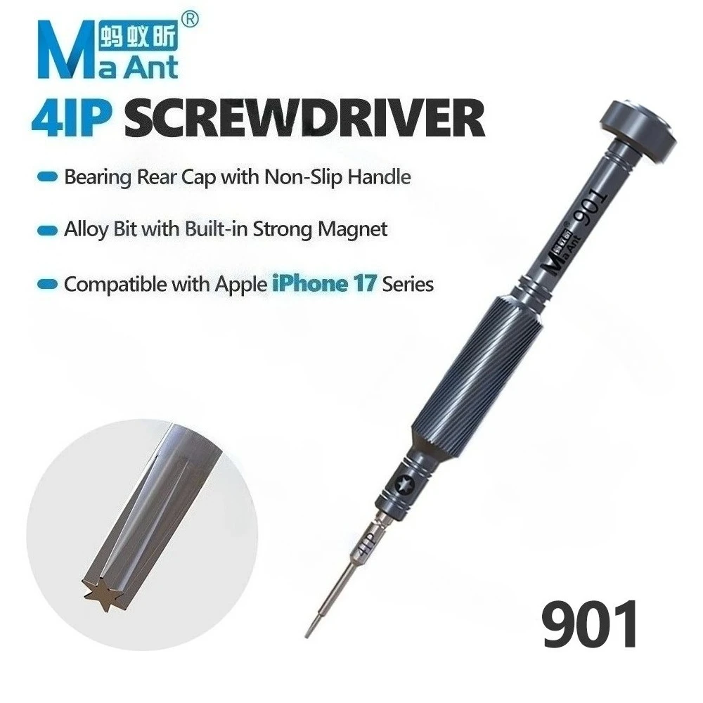MaAnt 4IP Strong Magnet Screwdriver with Non-Slip Handle and Alloy Bit for IPhone 17 Repair and Disassembly Screwdriver Tool