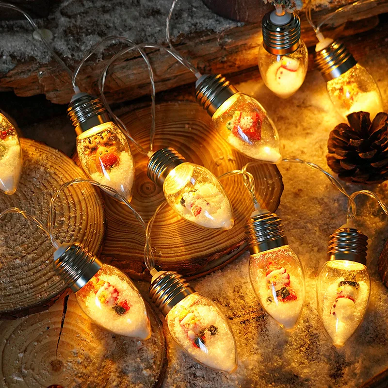 New Christmas Tree LED Clear Light String Wishing Ball Xmas Snowman Tree Gifts Mix Light Festival Window Decoration Light String