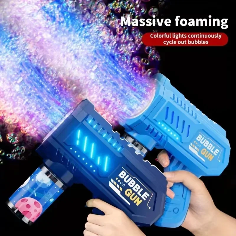 Fully Automatic Bubble Gun Rocket Bubbles Machine Automatic Blower with Bubble Liquid Toy for Kids Beach Outdoor Bubble