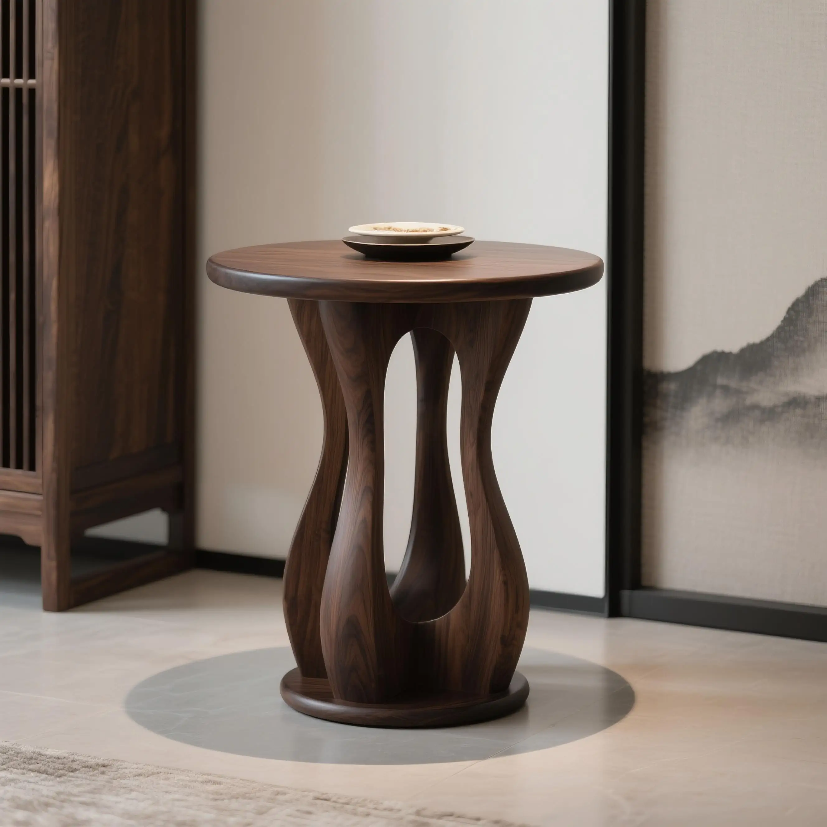 

Black Walnut Wood Side Table for Living Room Bedroom Home Office Modern Minimalist Design End Table for Mid Century Modern