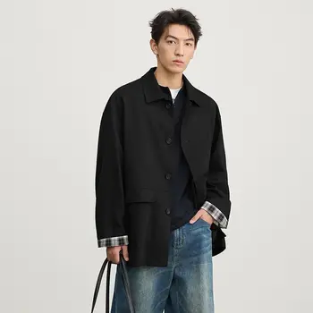 Men's Luxury Mid-Length Trench Coat 4 Luxury Mid Length Trench Coat for Men 2025 Seasonal Update Button Up Casual Coat with Reinforced Shoulder Design 4